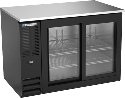 Beverage Air BB48HC-GS-B 48" Back Bar Refrigerator w/ 2 Sliding Glass Doors, Black