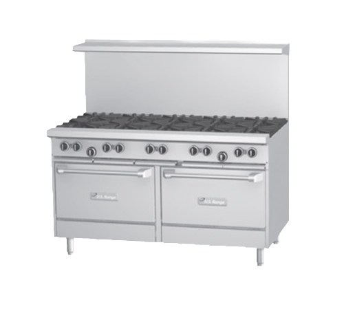 US Range U60-10RR 60" Gas 10-Burner Range With 2 Standard Ovens - 396,000 BTU